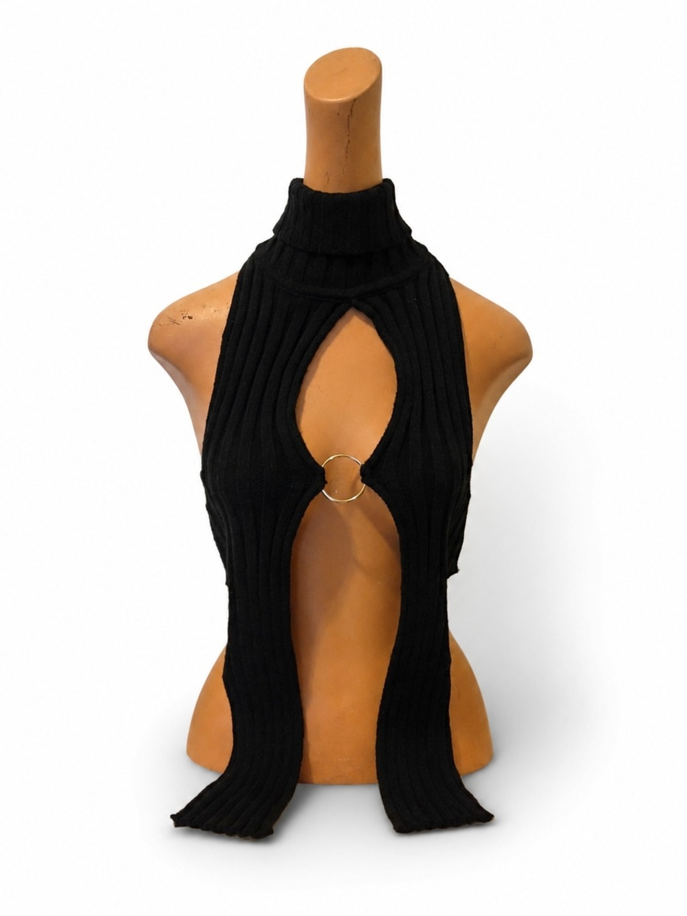 Sleeveless Ribbed Mock Neck Sweater - Women's Size, Medium.